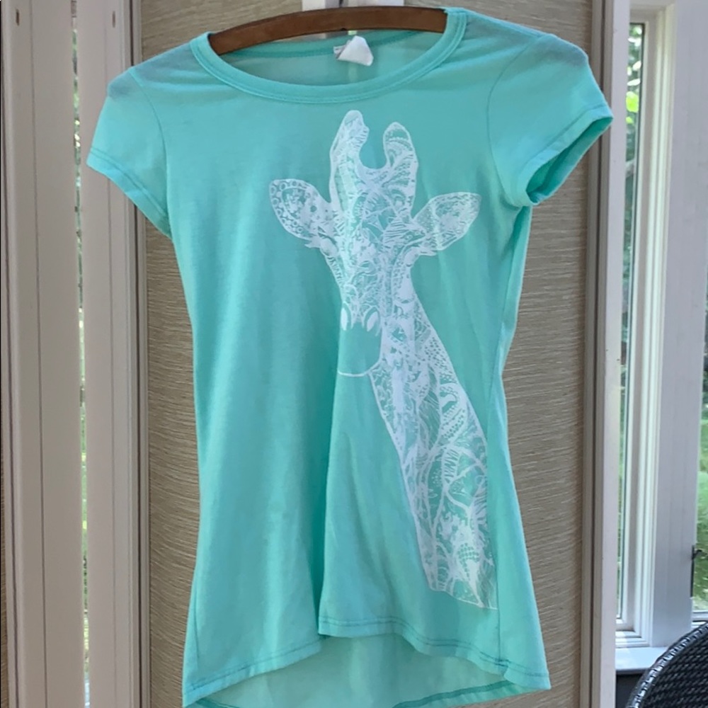LA Teez Mint Green Giraffe Short Sleeve Shirt